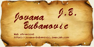 Jovana Bubanović vizit kartica
